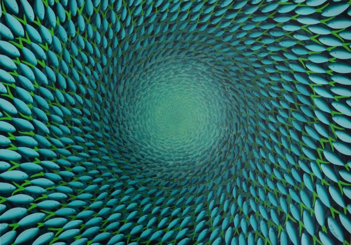 Peinture intitulée "Oceaan groen blauw" par Marieke Rosing, Œuvre d'art originale, Acrylique Monté sur Châssis en bois