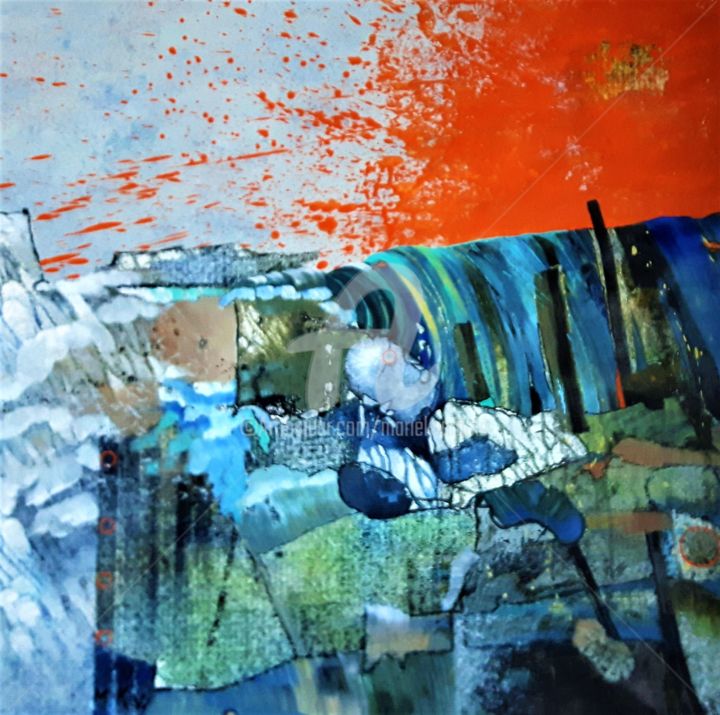 Pittura intitolato "Tsunami VERT" da Mariekverbois, Opera d'arte originale, Pittura digitale