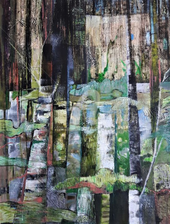 Painting titled "Les Cabanes" by Mariekverbois, Original Art, Acrylic