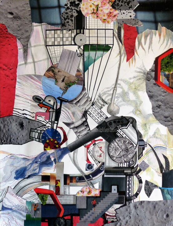 Collages intitulée "L'aspirateur de mon…" par Mariekverbois, Œuvre d'art originale, Collages