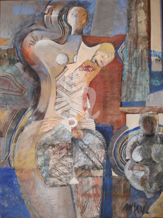 Peinture intitulée "J'ai longé tes méan…" par Mariekverbois, Œuvre d'art originale, Acrylique