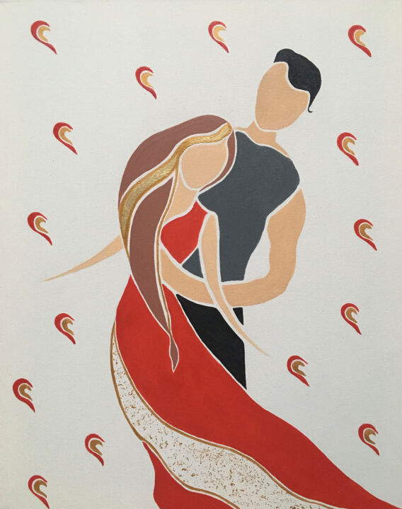 Painting titled ""Dancing of Love"" by Marina Savitskaya, Original Artwork, Acrylic