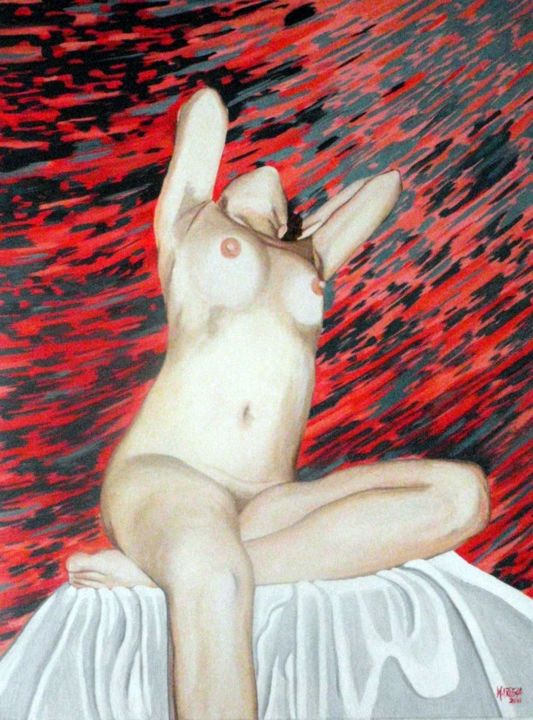 Painting titled "cesarienne-hommage-…" by Mariela Piccamiglio González, Original Artwork, Oil