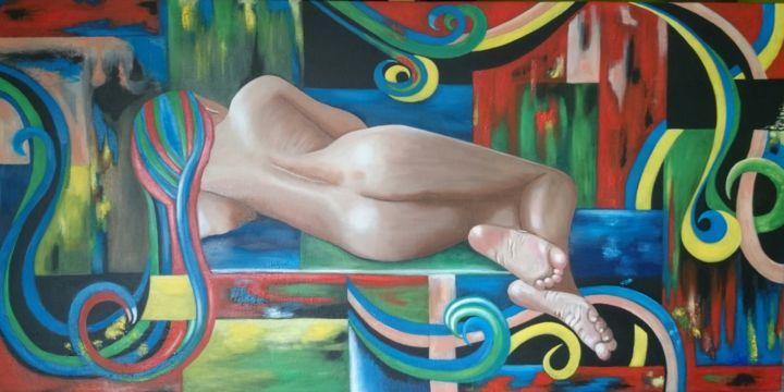 Painting titled "descanso-desnudo.jpg" by Mariela Piccamiglio González, Original Artwork, Oil