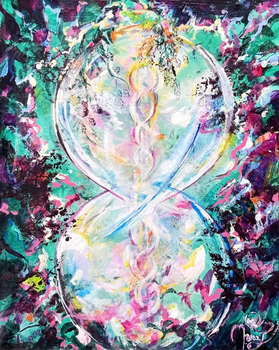 Painting titled "INFINI CREATION" by Marie Laplace, Original Artwork, Acrylic Mounted on Wood Stretcher frame