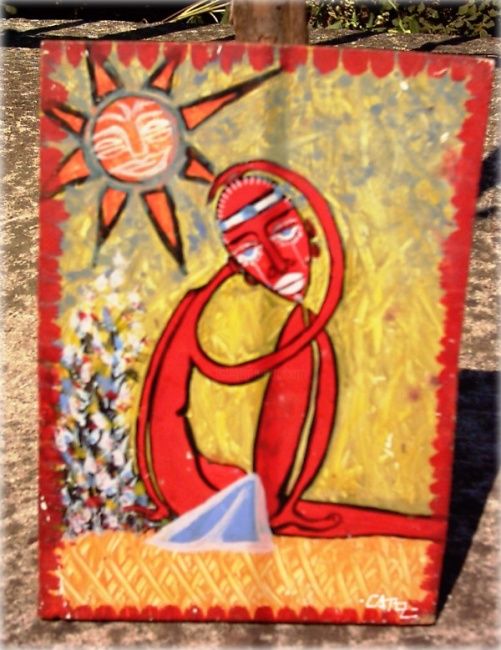 Peinture intitulée "au soleil" par Marie Santucci (Cattal), Œuvre d'art originale