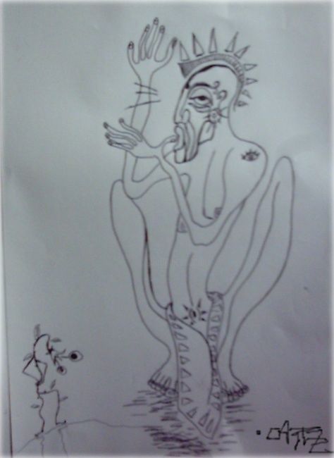 Drawing titled "perd son age" by Marie Santucci (Cattal), Original Artwork
