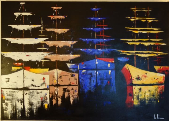 Peinture intitulée "L'armada" par Marie-Laure Le Pennec, Œuvre d'art originale, Huile