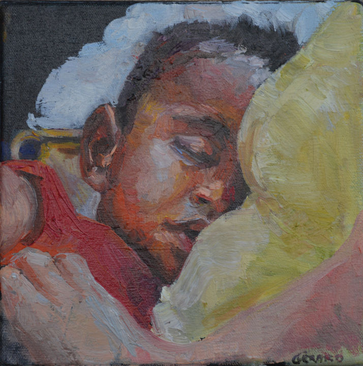 Schilderij getiteld "sieste" door Marieline Gerard, Origineel Kunstwerk