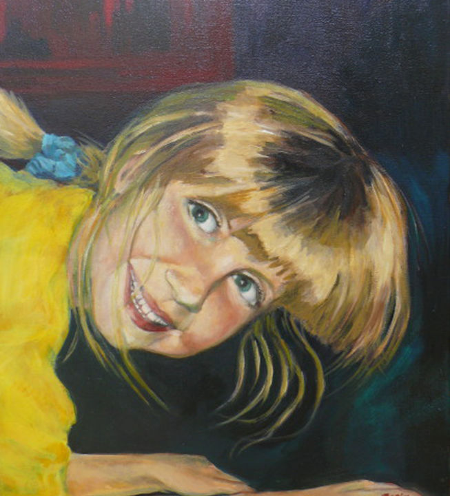 Painting titled "blondinette" by Marieline Gerard, Original Artwork, Oil