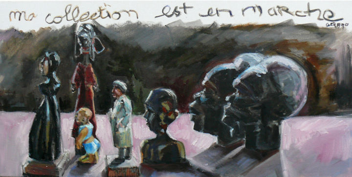 Painting titled "ma collection est e…" by Marieline Gerard, Original Artwork, Oil