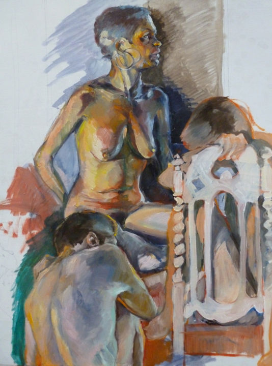 Peinture intitulée "poses" par Marieline Gerard, Œuvre d'art originale, Huile