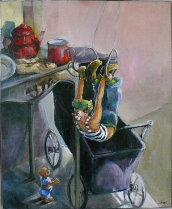 Painting titled "ma collection fait…" by Marieline Gerard, Original Artwork, Oil