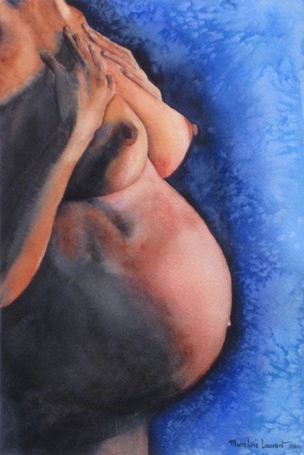 Painting titled "Maternité" by Marie-Line Laurent, Original Artwork