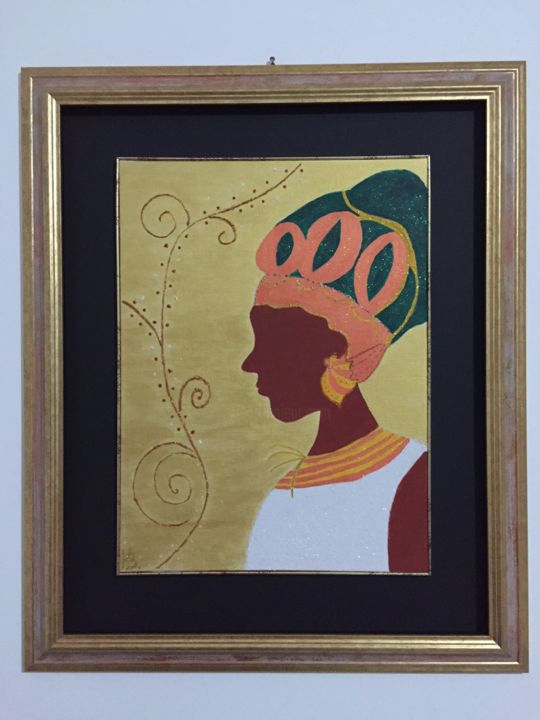Pittura intitolato "African Woman" da Mariella Busco, Opera d'arte originale