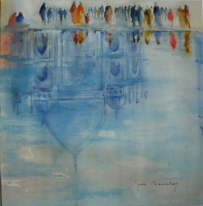Peinture intitulée "Reflets du TAJ MAHA…" par Marielle Charmantray, Œuvre d'art originale, Autre