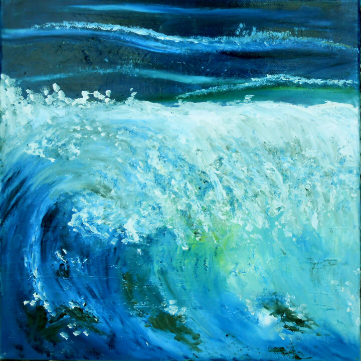 Painting titled "La vague" by Marielle Rouillon, Original Artwork