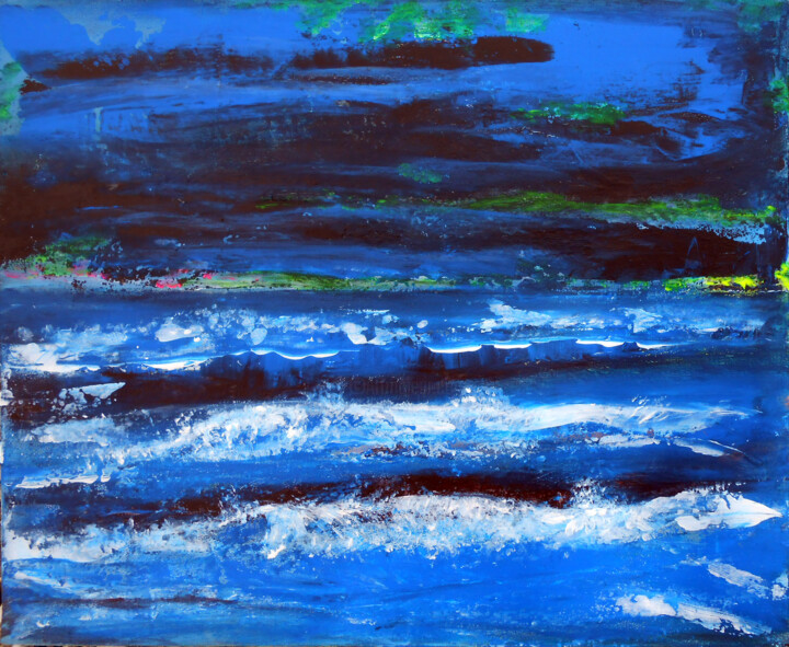 Painting titled "Impression marine" by Marielle Rouillon, Original Artwork