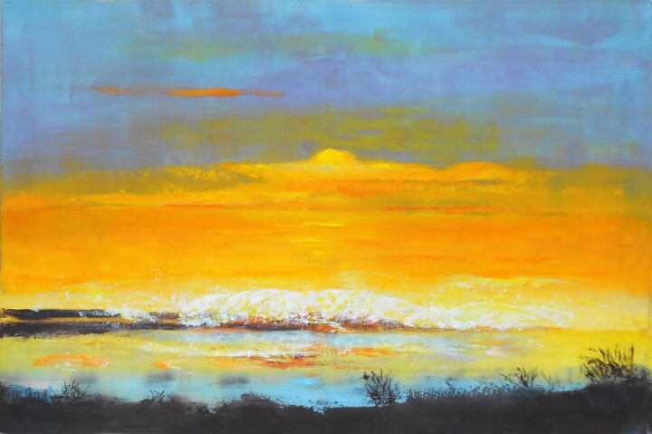 Painting titled "coucher de soleil" by Marielle Rouillon, Original Artwork