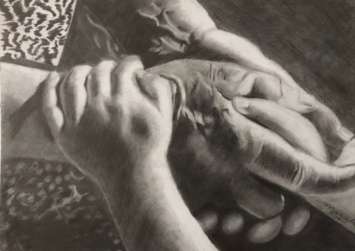 Drawing titled "At home together..." by Mariëlle Van Woudenberg, Original Artwork, Pencil