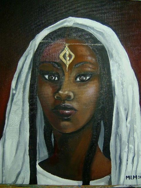 Painting titled "L'africaine" by Marielor, Original Artwork