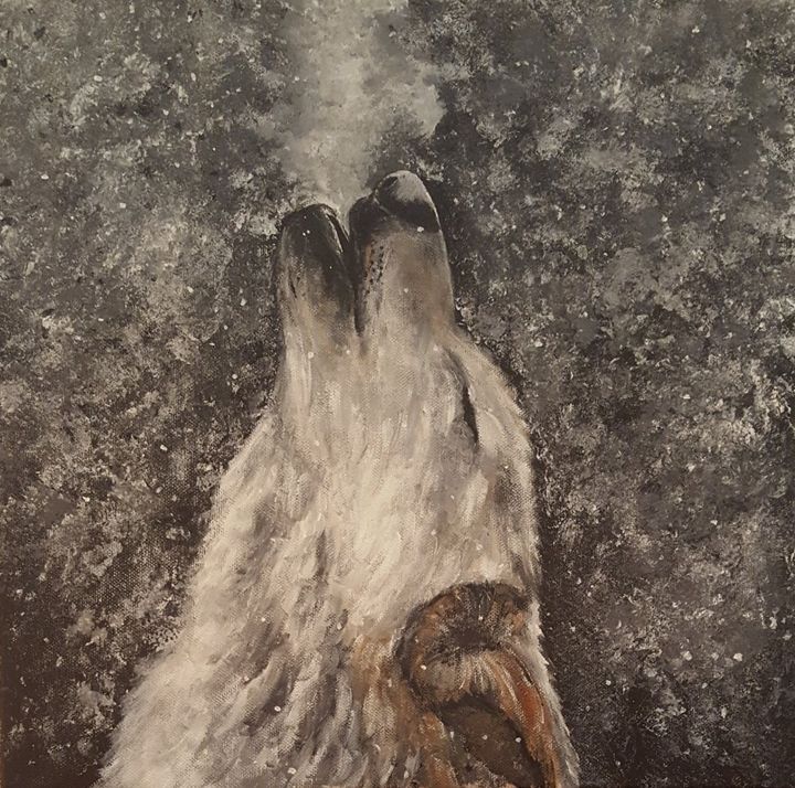 Painting titled "Wolf.jpg" by Marie-Lou Mnt, Original Artwork, Acrylic
