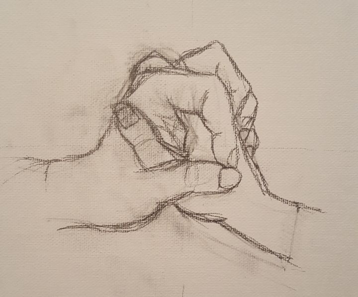 Drawing titled "Hands" by Marie-Lou Mnt, Original Artwork
