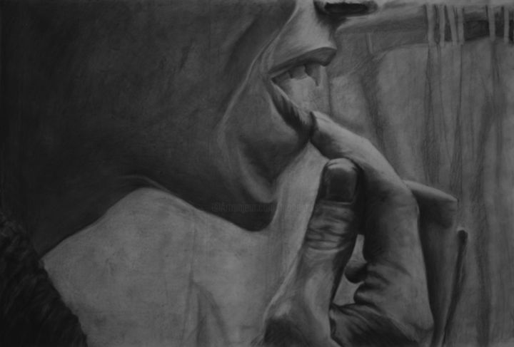 Dessin intitulée "Coline" par Marie Louis, Œuvre d'art originale, Fusain