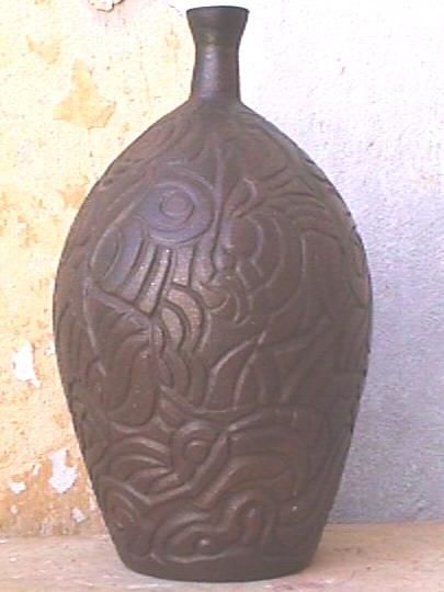 Escultura titulada "Botella chocolate" por Mariel Trill Guillot, Obra de arte original