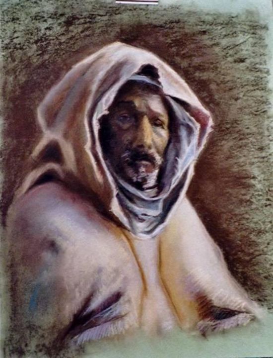 Painting titled "Le vieil Arabe" by Marie Luce Bravard-Quittançon, Original Artwork