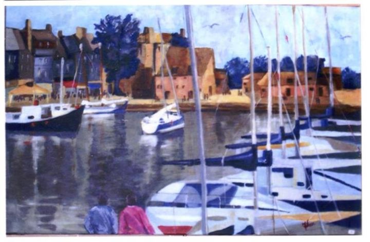 Painting titled "le port de Honfleur" by Marie Luce Bravard-Quittançon, Original Artwork