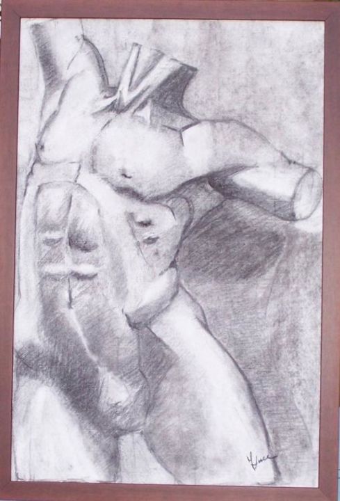 Painting titled "homme nu" by Marie Luce Bravard-Quittançon, Original Artwork