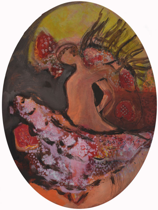 Painting titled "danse fruitée" by Mariem Zahra Chaouch, Original Artwork, Acrylic