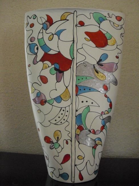 Painting titled "vase design" by Nadege, Original Artwork