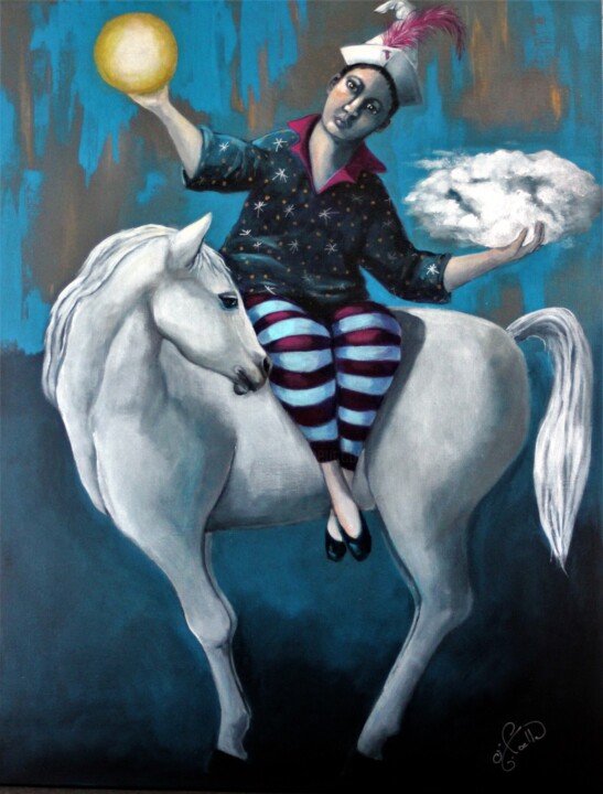 Peinture intitulée "Le cavalier du temps" par Marie-Noëlle Lapouge, Œuvre d'art originale, Acrylique