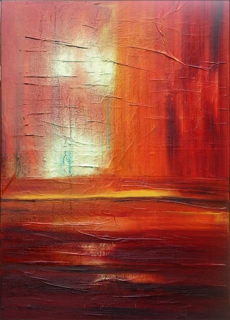 Painting titled "Feu exquis" by Marie-Noëlle Daubanay, Original Artwork, Oil