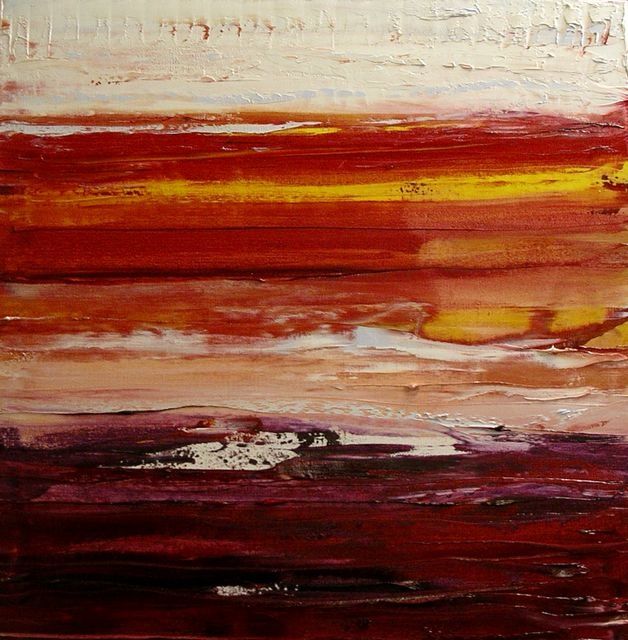 Peinture intitulée "Horizon ardent" par Marie-Noëlle Daubanay, Œuvre d'art originale, Huile