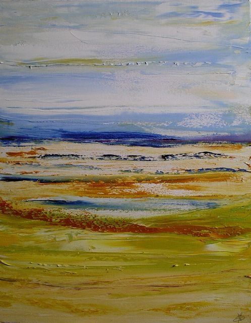 Painting titled "Horizon douceur" by Marie-Noëlle Daubanay, Original Artwork, Oil