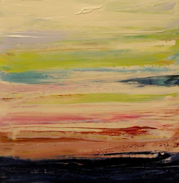 Painting titled "Horizon multicolore" by Marie-Noëlle Daubanay, Original Artwork, Oil