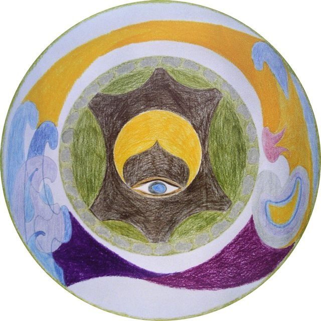 Pintura titulada "Mandala L'initiation" por Marie-Noëlle Daubanay, Obra de arte original, Oleo
