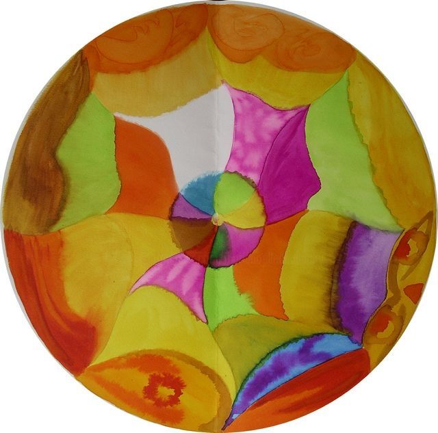 Painting titled "Mandala Amitié et p…" by Marie-Noëlle Daubanay, Original Artwork, Oil