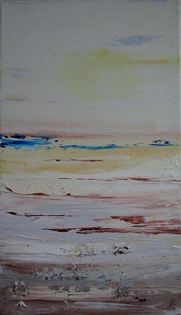 Painting titled "Triptyque Horizon l…" by Marie-Noëlle Daubanay, Original Artwork, Oil