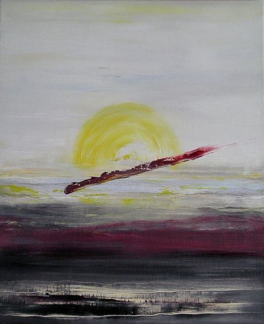 Peinture intitulée "Horizon sourire" par Marie-Noëlle Daubanay, Œuvre d'art originale, Huile