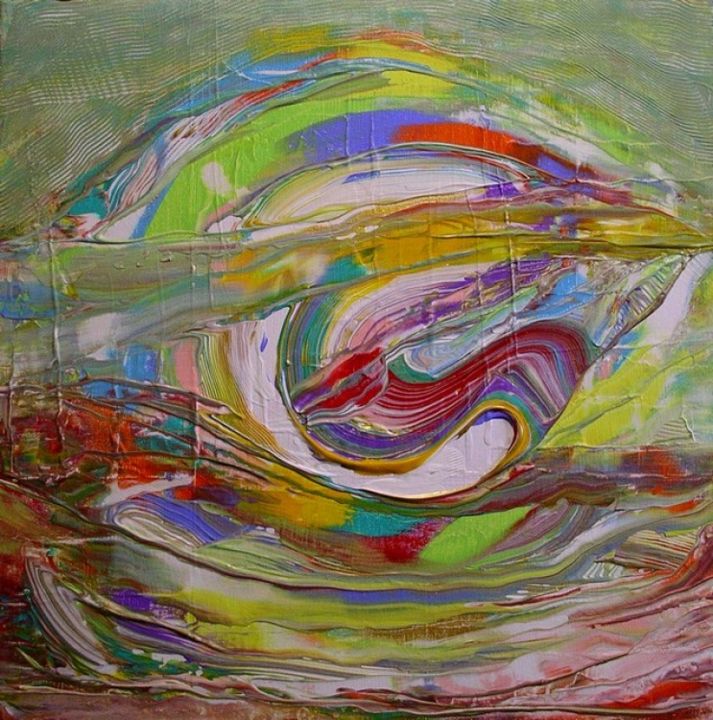 Painting titled "Eau Vive 2" by Marie-Noëlle Daubanay, Original Artwork, Oil