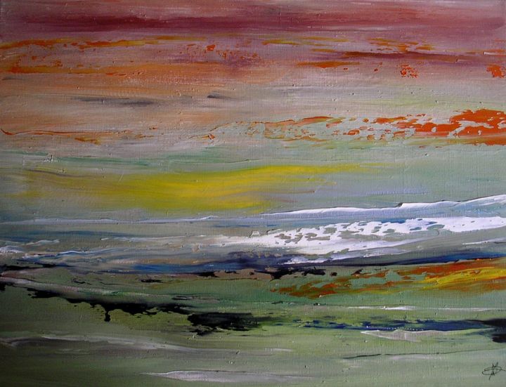 Painting titled "Tendre horizon 4" by Marie-Noëlle Daubanay, Original Artwork