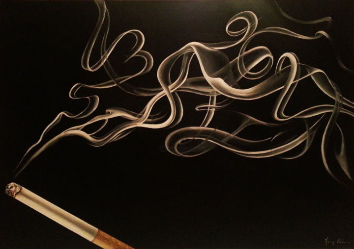 Painting titled "numeri in fumo" by Marienza Calderone, Original Artwork