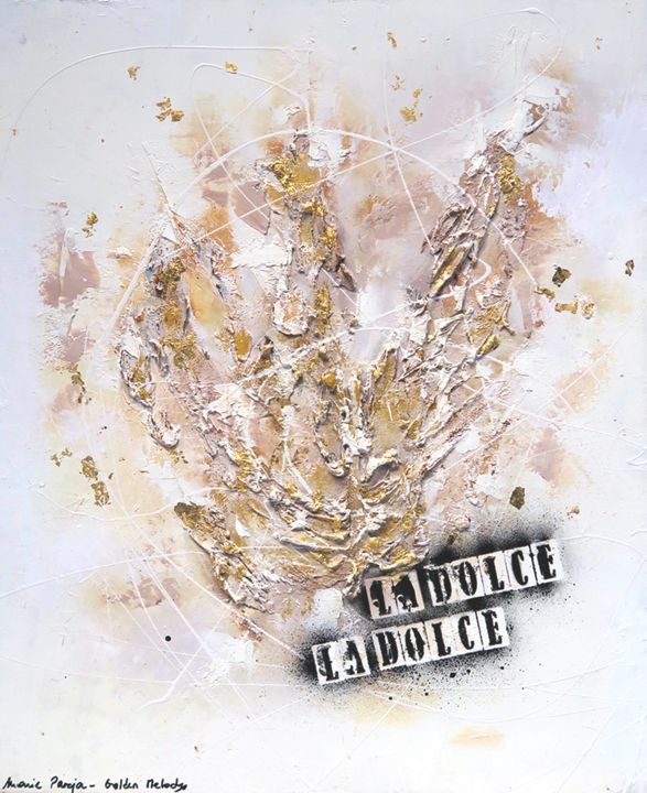 Peinture intitulée "Golden Melody" par Marie Pareja, Œuvre d'art originale, Huile
