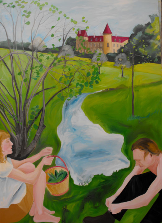 Pintura titulada "Le ruisseau" por Marie-Pierre Garnier, Obra de arte original, Oleo