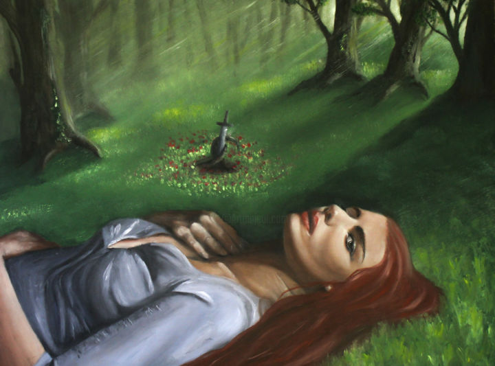 Peinture intitulée "The Old Legend" par Marie C. Raine, Œuvre d'art originale, Huile