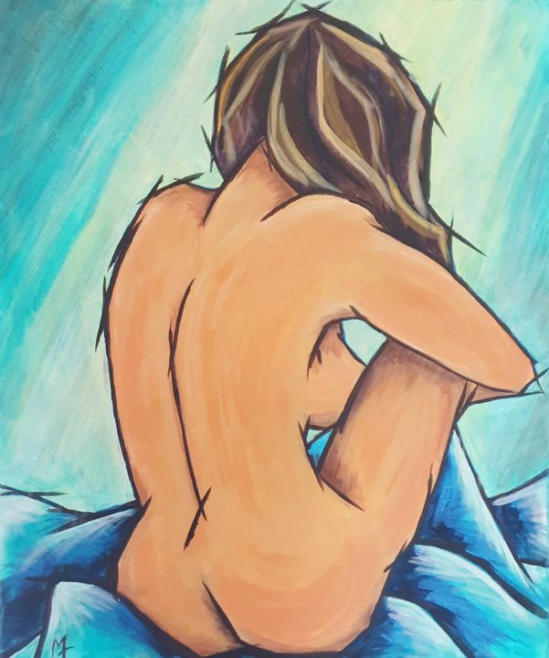 Painting titled "Nue" by Marie Talon, Original Artwork, Acrylic